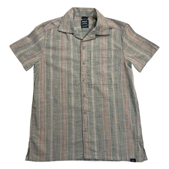 prAna Mantra Heritage Brown Button Up Shirt Organic Cotton Slim Fit Size XS - Picture 3 of 8